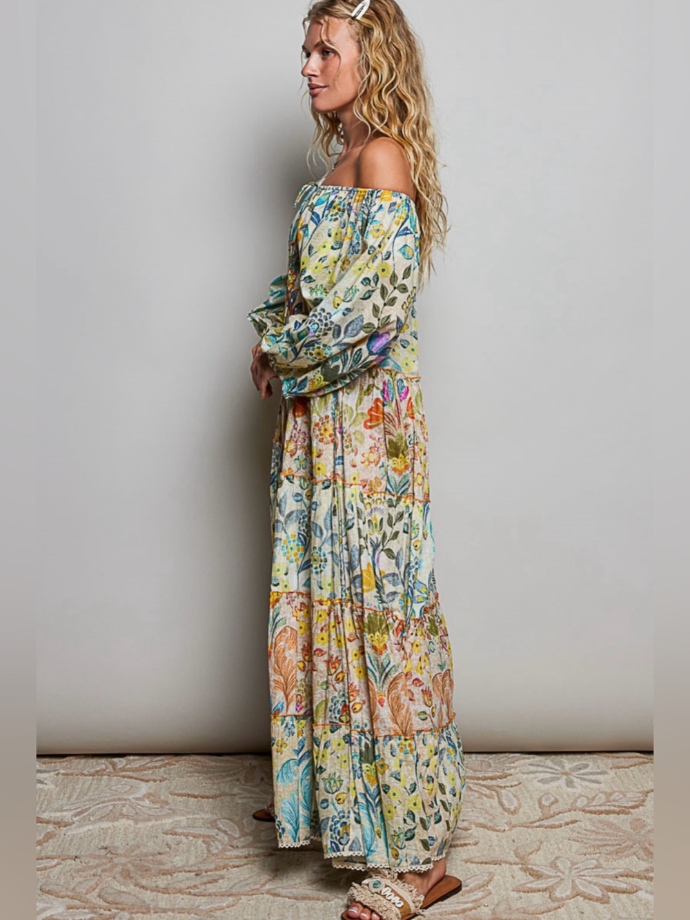 POL “ Tulum Daydream “ Maxi Off The Shoulder Dress | Floral - Picture 5 of 6